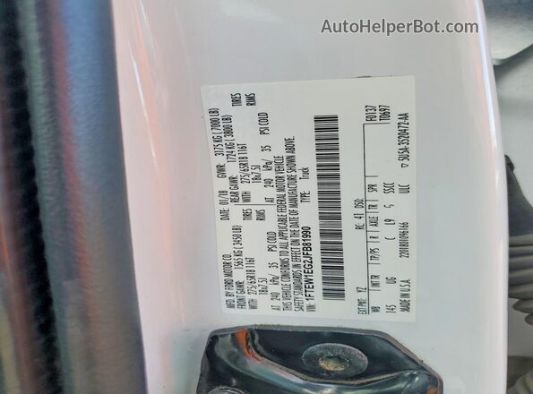 1FTEW1EG2JFB81990 2018 FORD F150 White VIN sticker view