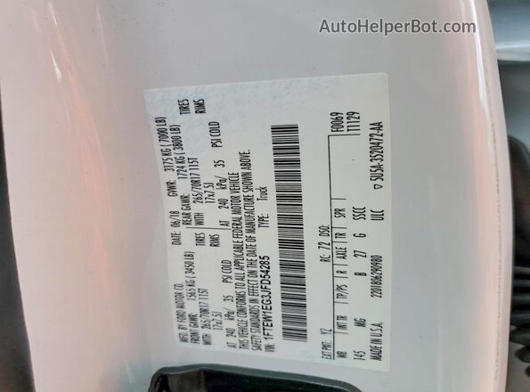 1FTEW1EG3JFD54285 2018 FORD F150 White Widok komory silnika