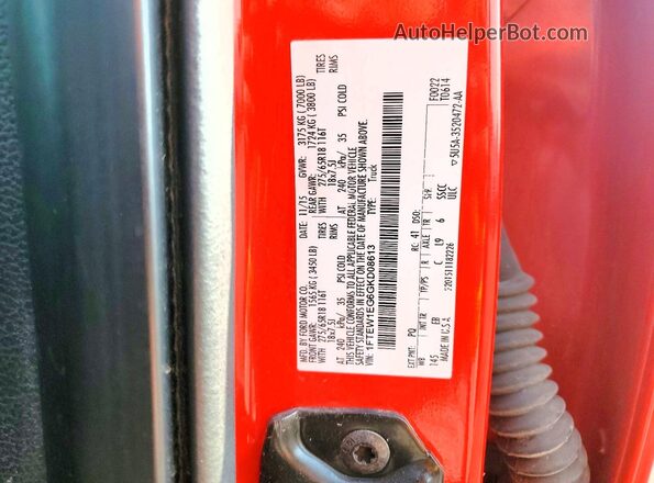 1FTEW1EG6GKD08613 2016 FORD F150 Red VIN sticker view