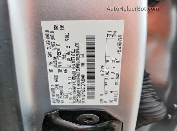 1FTEW1EG7GFA30040 2016 FORD F150 Silver VIN კოდის სტიკერის ხედი