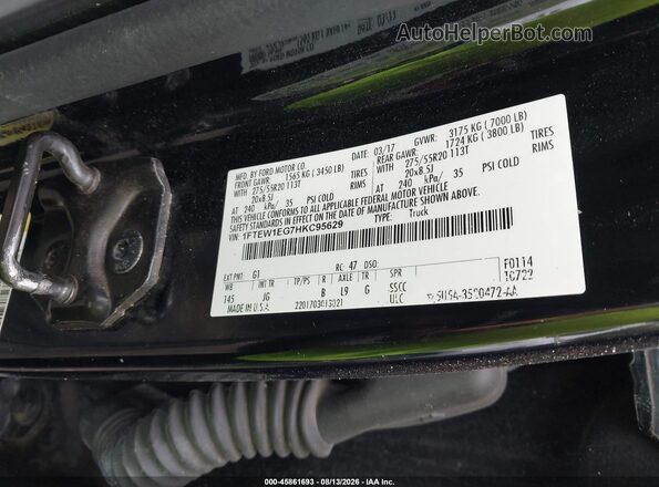 1FTEW1EG7HKC95629 2017 FORD F150 Black Widok komory silnika
