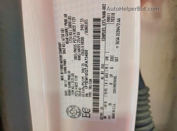 1FTEW1EG7JFA73400 2018 FORD F150 Белый Вид подкапотного пространства