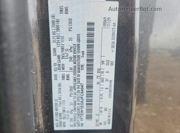 1FTEW1EG8JFC64047 2018 FORD F150 Gray Engine compartment view