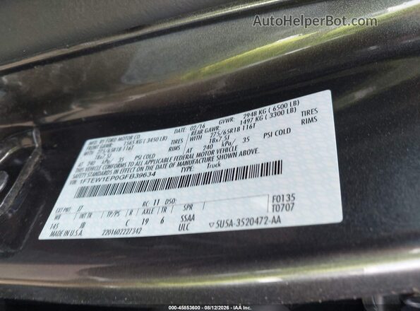 1FTEW1EP0GFB39634 2016 FORD F150 Gray Вид підкапотного простору