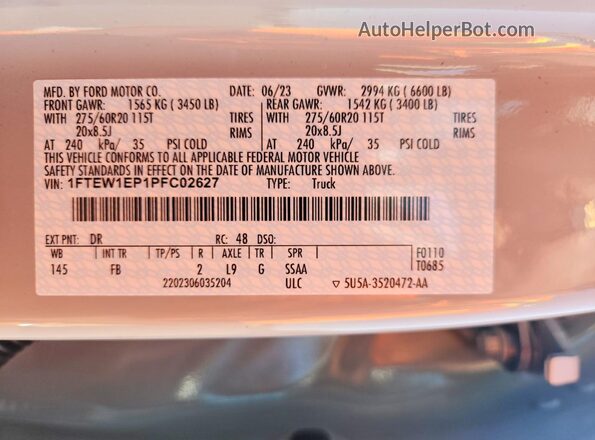 1FTEW1EP1PFC02627 2023 FORD F150 Gray Вид підкапотного простору