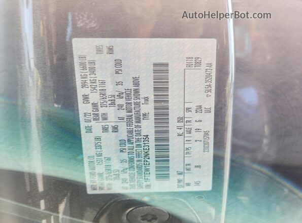 1FTEW1EP2NKE31354 2022 FORD F150 Black Вид підкапотного простору