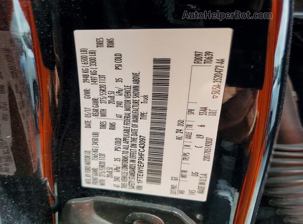 1FTEW1EP3HFC43097 2017 FORD F150 Black Widok naklejki z numerem VIN