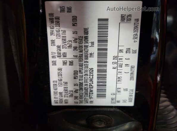 1FTEW1EP3JKC23526 2018 FORD F150 Черный Вид подкапотного пространства