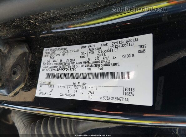 1FTEW1EP4KFD41790 2019 FORD F150 Black Widok komory silnika
