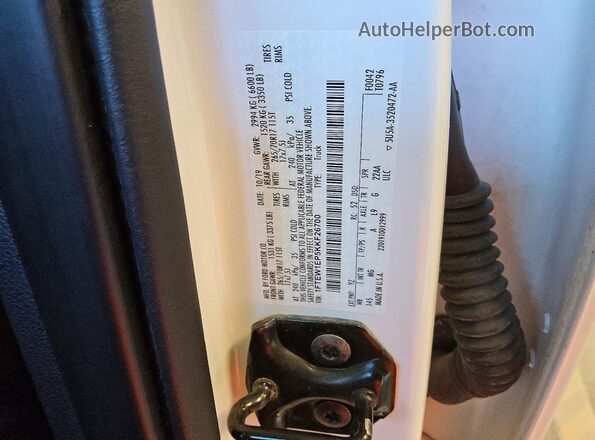 1FTEW1EP5KKF26700 2019 FORD F150 White VIN sticker view