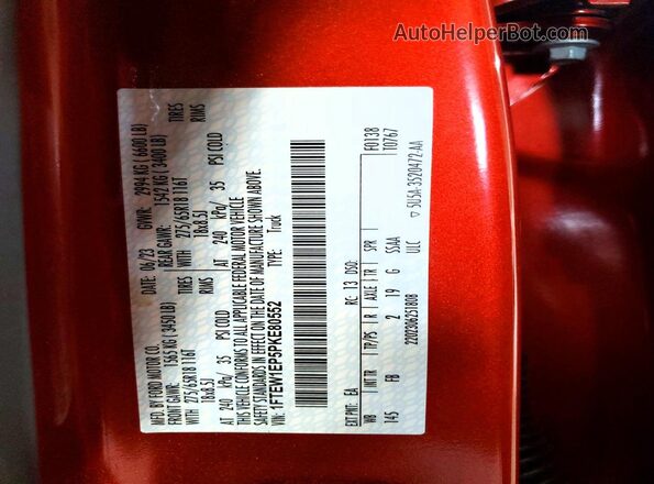 1FTEW1EP5PKE80552 2023 FORD F150 Red ძრავის განყოფილების ხედი
