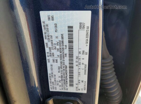 1FTEW1EP6JKD57897 2018 FORD F150 Синий Вид наклейки с VIN-кодом