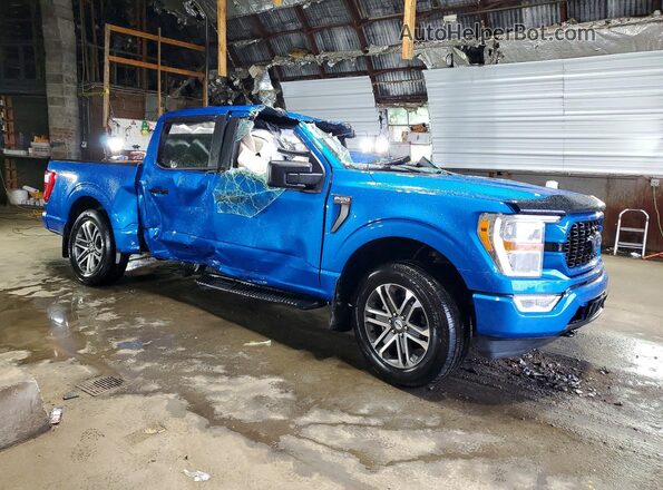 1FTEW1EP6MFA55877 2021 FORD F150 Blue Передня права чверть