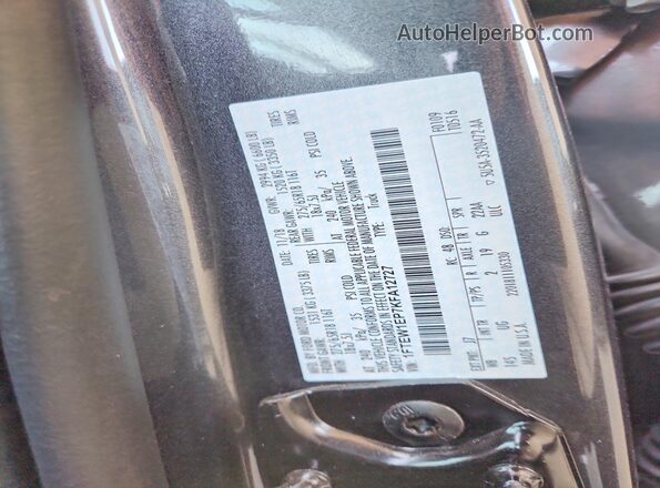 1FTEW1EP7KFA12727 2019 FORD F150 Gray Vista de la etiqueta del VIN