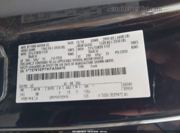 1FTEW1EP7KFA58476 2019 FORD F150 Purple Engine compartment view