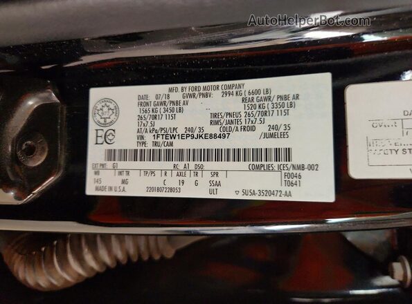 1FTEW1EP9JKE88497 2018 FORD F150 Black Engine compartment view