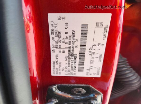 1FTEW1EP9KFD52414 2019 FORD F150 Red Widok komory silnika