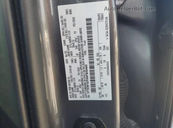1FTEW1EP9NFB58440 2022 FORD F150 Black Vista del compartimento del motor