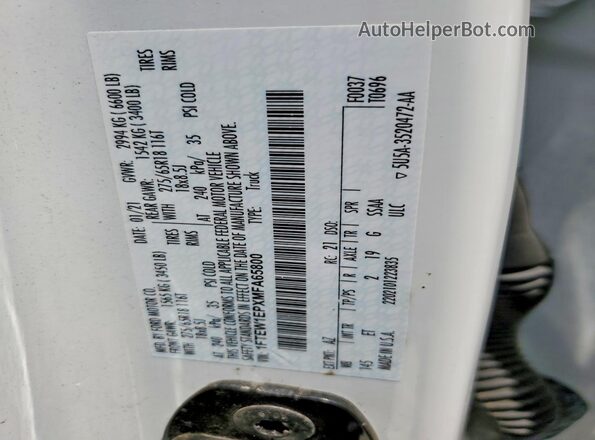 1FTEW1EPXMFA65800 2021 FORD F150 White Շարժիչի բաժամունքի տեսք