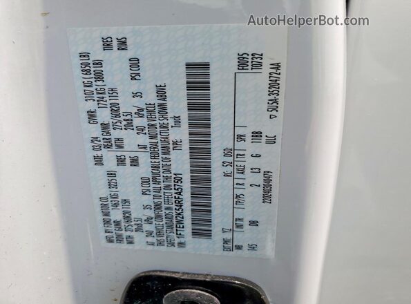 1FTEW2K54RFA57501 2024 FORD F150 White Вид підкапотного простору