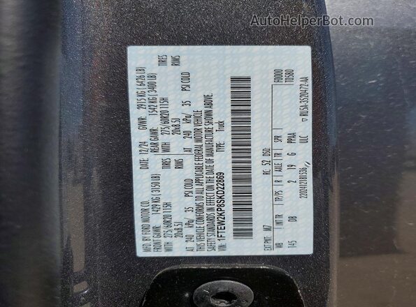 1FTEW2KP8SKD22869 2025 FORD F150 Gray VIN კოდის სტიკერის ხედი