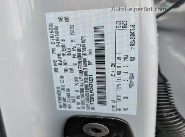 1FTEW2LPXSKF42271 2025 FORD F150 Gray Вид наклейки з VIN-кодом