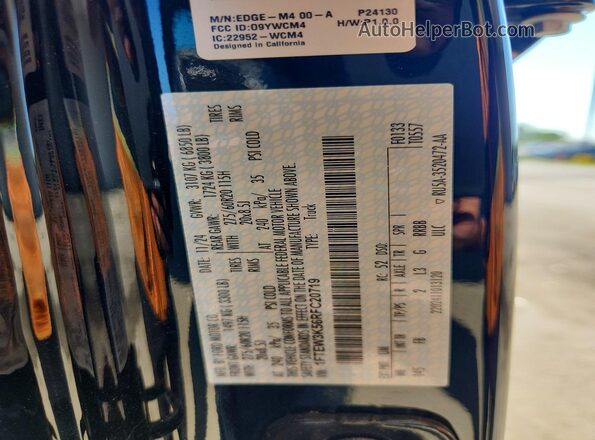 1FTEW3K56RFC20719 2024 FORD F150 Black Вид наклейки з VIN-кодом