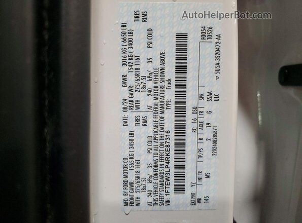 1FTEW3LP4RKE87316 2024 FORD F150 White Вид підкапотного простору