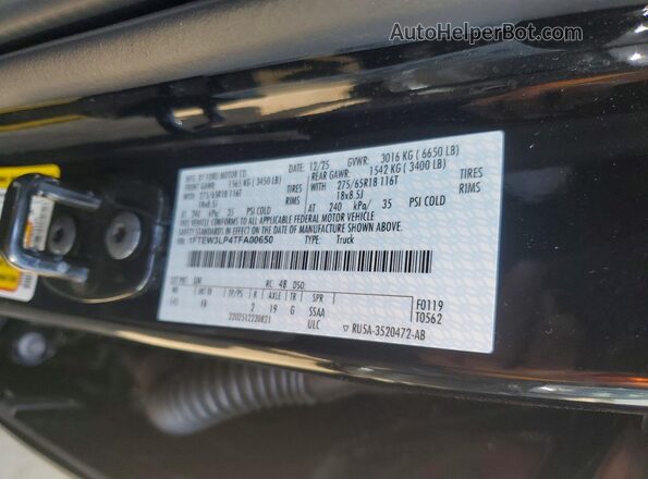 1FTEW3LP4TFA00650 2026 FORD F150 Black Вид підкапотного простору