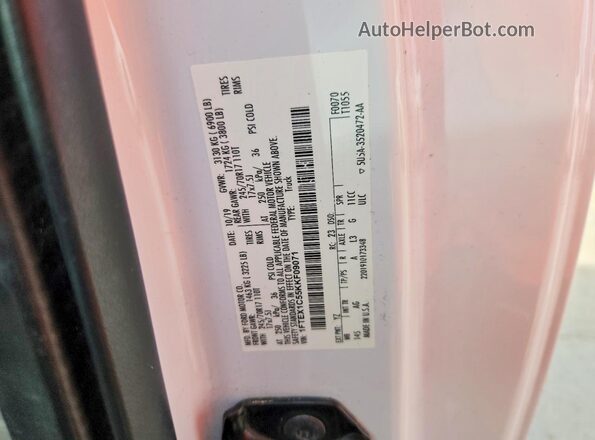 1FTEX1C55KKF09071 2019 FORD F150 White VIN sticker view