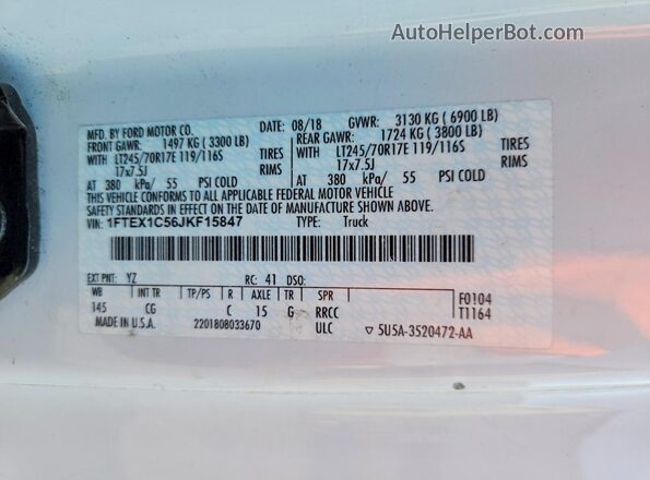 1FTEX1C56JKF15847 2018 FORD F150 White Engine compartment view