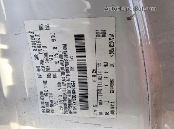 1FTEX1CB0JKF29524 2018 FORD F150 White Widok wnętrza z przodu