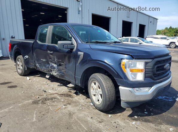 1FTEX1CB1MKE62923 2021 FORD F150 Blue Delantero derecho