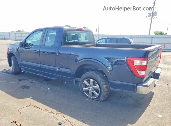 1FTEX1CB1MKE62923 2021 FORD F150 Blue Trasero izquierdo