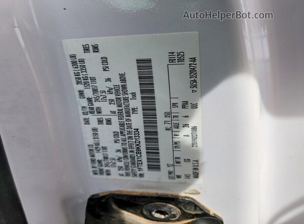 1FTEX1CB9KKD13334 2019 FORD F150 White ძრავის განყოფილების ხედი