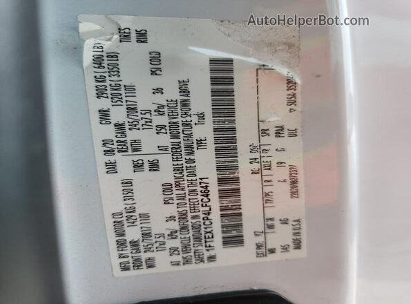 1FTEX1CP4LFC46471 2020 FORD F150 White ძრავის განყოფილების ხედი