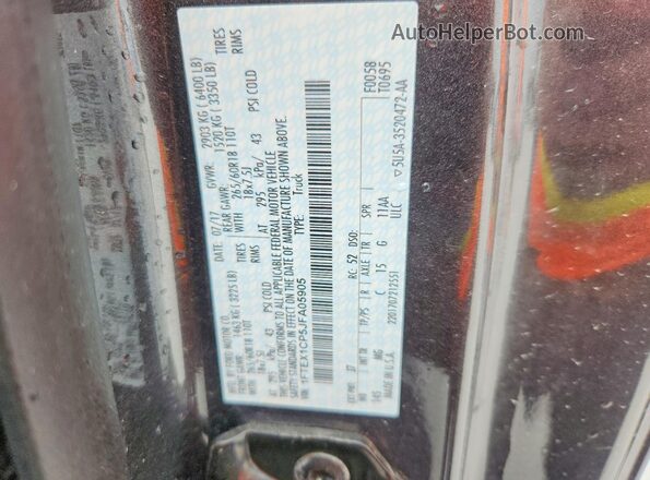 1FTEX1CP5JFA05905 2018 FORD F150 Gray Вид наклейки з VIN-кодом