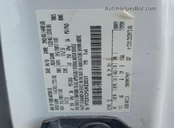 1FTEX1CP5JKE28331 2018 FORD F150 White Вид підкапотного простору