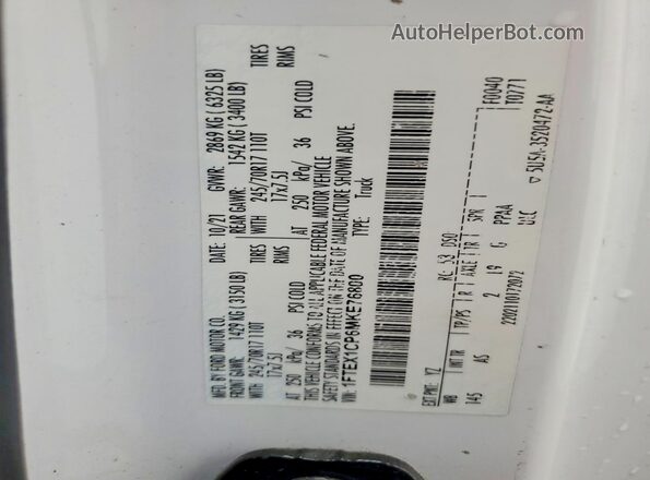 1FTEX1CP6MKE76800 2021 FORD F150 White ძრავის განყოფილების ხედი