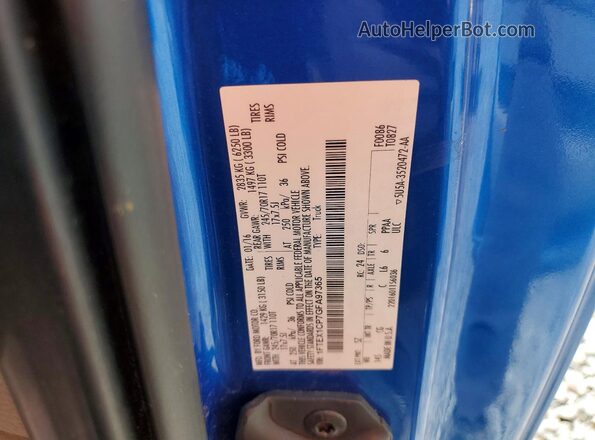1FTEX1CP7GFA97365 2016 FORD F150 Blue Вид наклейки з VIN-кодом