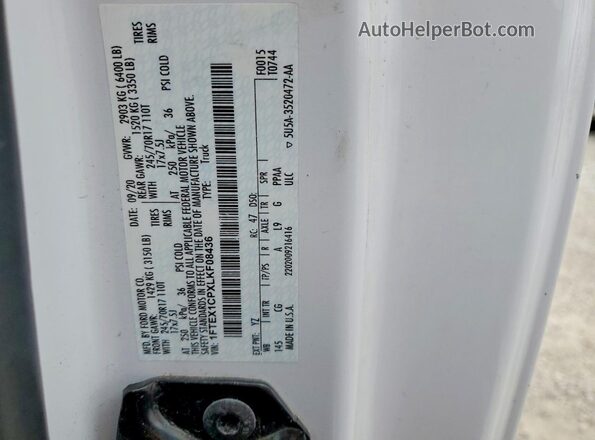 1FTEX1CPXLKF08436 2020 FORD F150 White Vista del compartimento del motor