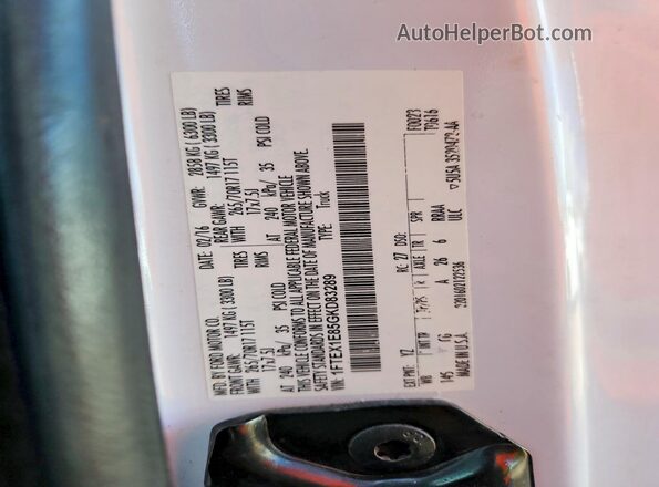 1FTEX1E85GKD83289 2016 FORD F150 White Շարժիչի բաժամունքի տեսք