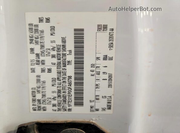 1FTEX1EP0GFA60798 2016 FORD F150 White Engine compartment view