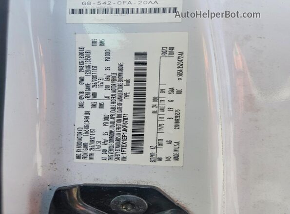 1FTEX1EP1JKF67871 2018 FORD F150 White Vista del compartimento del motor