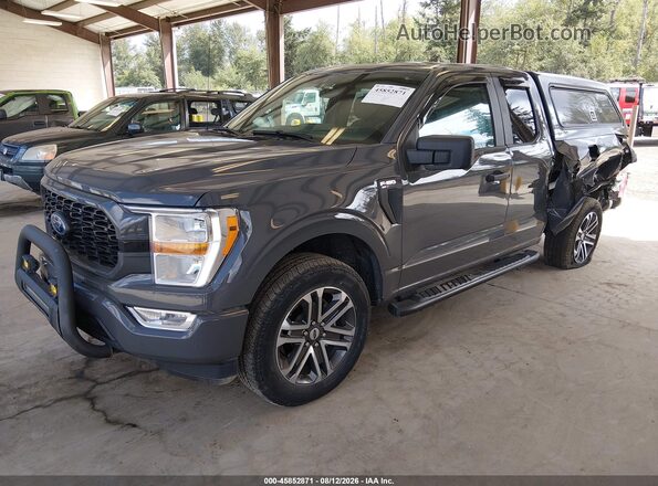 1FTEX1EP3MFB43542 2021 FORD F150 Gray Առջևի ձախ երեք քառորդ տեսարան