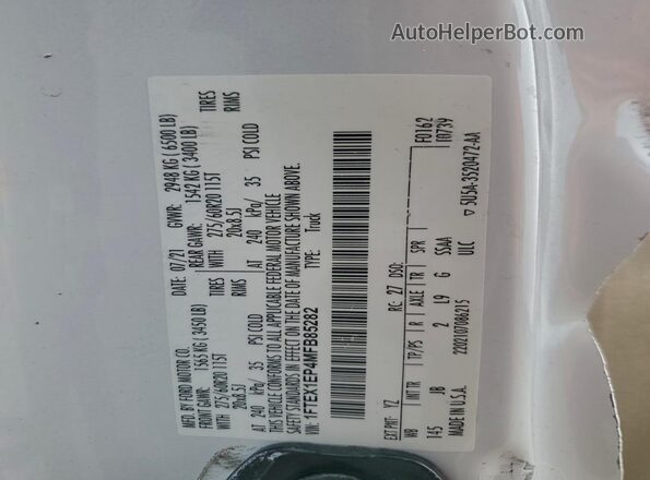 1FTEX1EP4MFB85282 2021 FORD F150 White Вид підкапотного простору