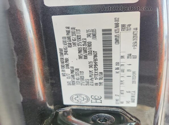 1FTEX1EP5HFB78637 2017 FORD F150 Gray Вид наклейки з VIN-кодом