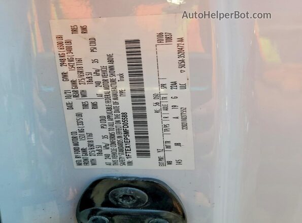 1FTEX1EP5MFD05588 2021 FORD F150 White ძრავის განყოფილების ხედი