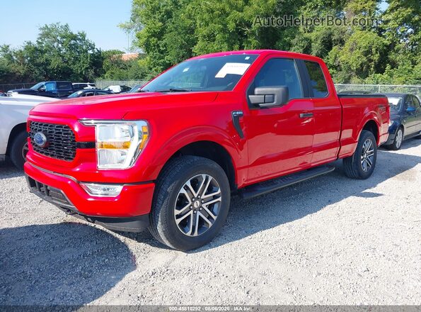 1FTEX1EP5MKD07459 2021 FORD F150 Red წინა მარცხენა ხედი სამი მეოთხედიდან