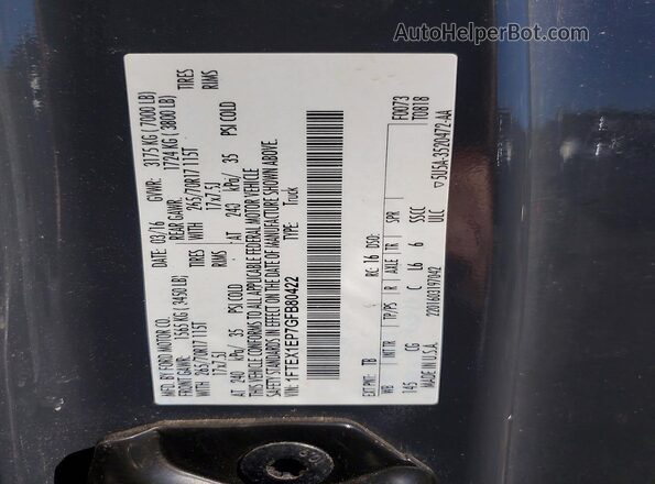1FTEX1EP7GFB80422 2016 FORD F150 Gray Widok komory silnika